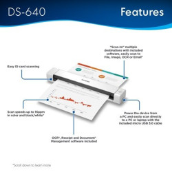 Scanner Brother DS 640 Portátil Color 600DPI