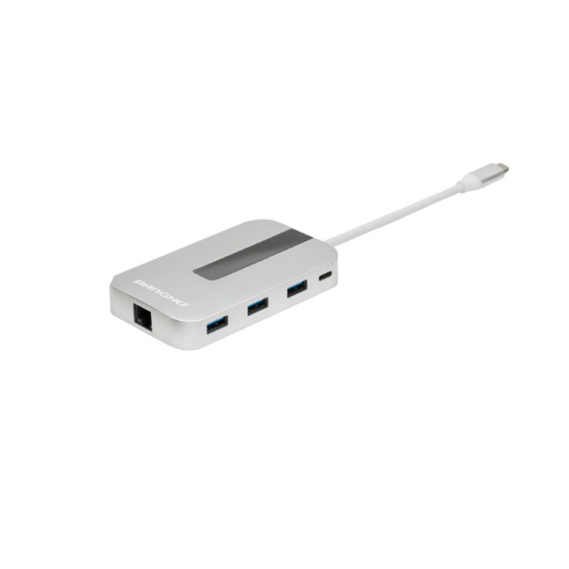 HUB USB 3 BOCAS USB 3.0 + ETHERNET PORT BANGHO DP-01S SILVER