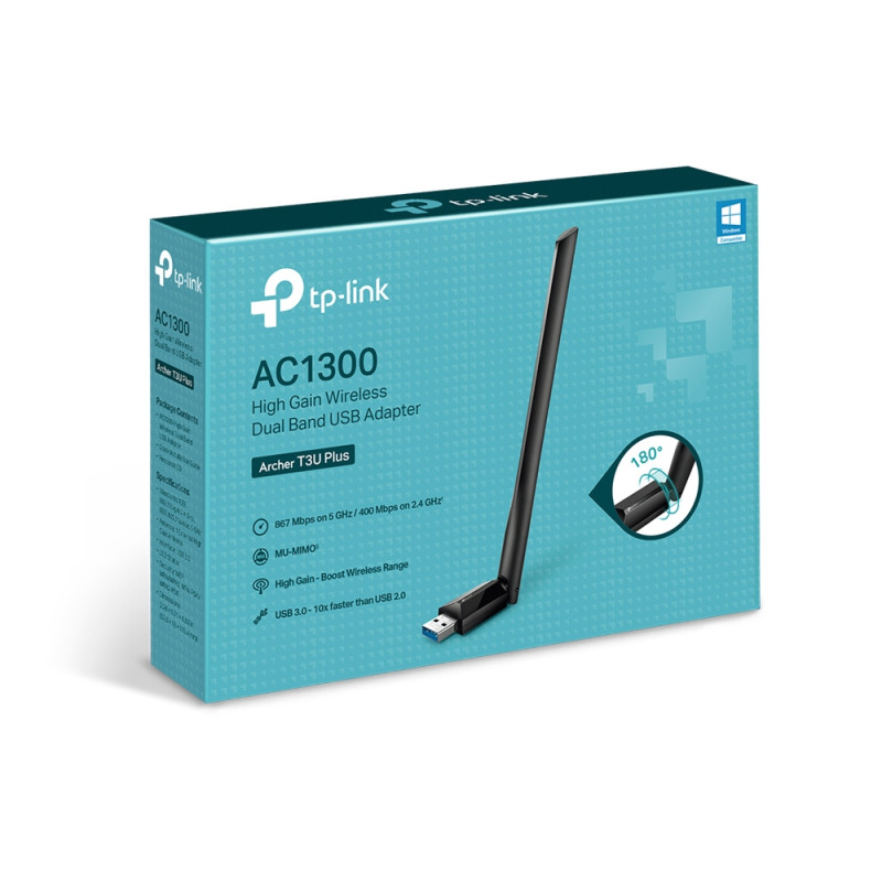 Placa de Red USB Archer T3U Plus P.RedW USB AC1300 Alta Pot.Dual Mimo (3413)