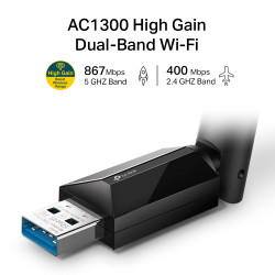 Placa de Red USB Archer T3U Plus P.RedW USB AC1300 Alta Pot.Dual Mimo (3413)