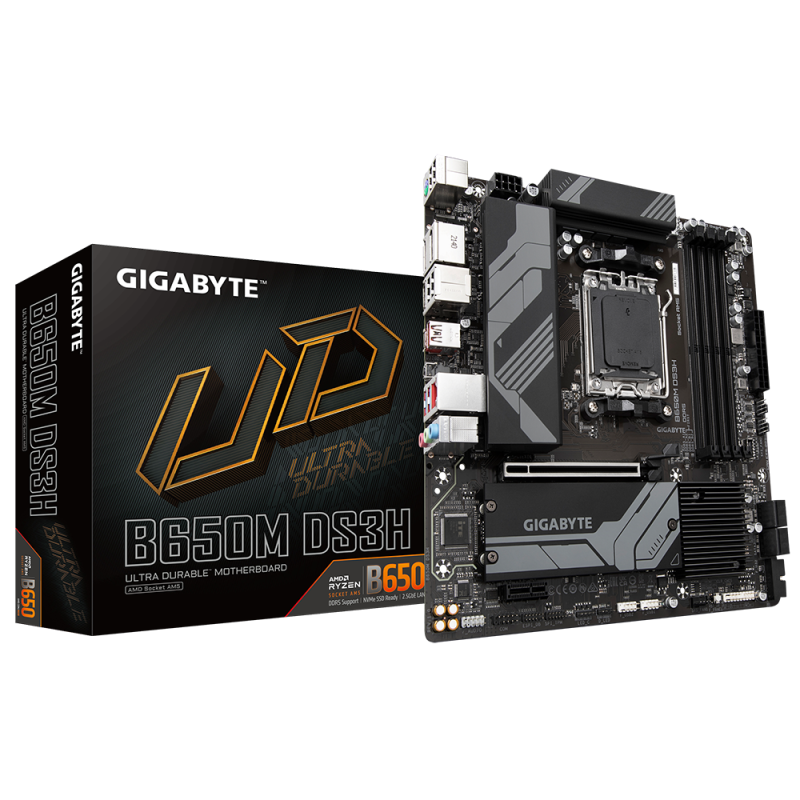 MOTHERBOARD GIGABYTE B650M DS3H BOX AM5