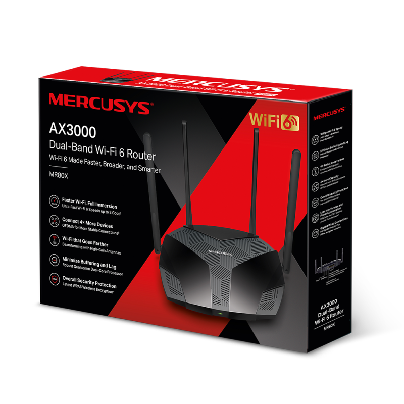 ROUTER WIRELESS MR80X MERCUSYS GIGABIT AX3000 4 ANT