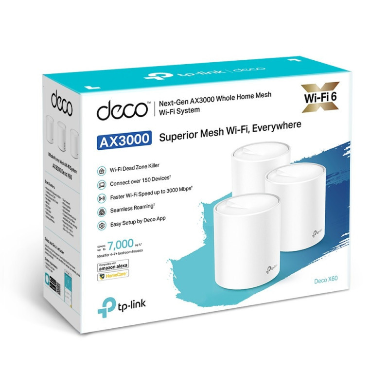 DECO X60 PACK DE 3 MESH TP LINK AX3000 WIFI GIGABIT