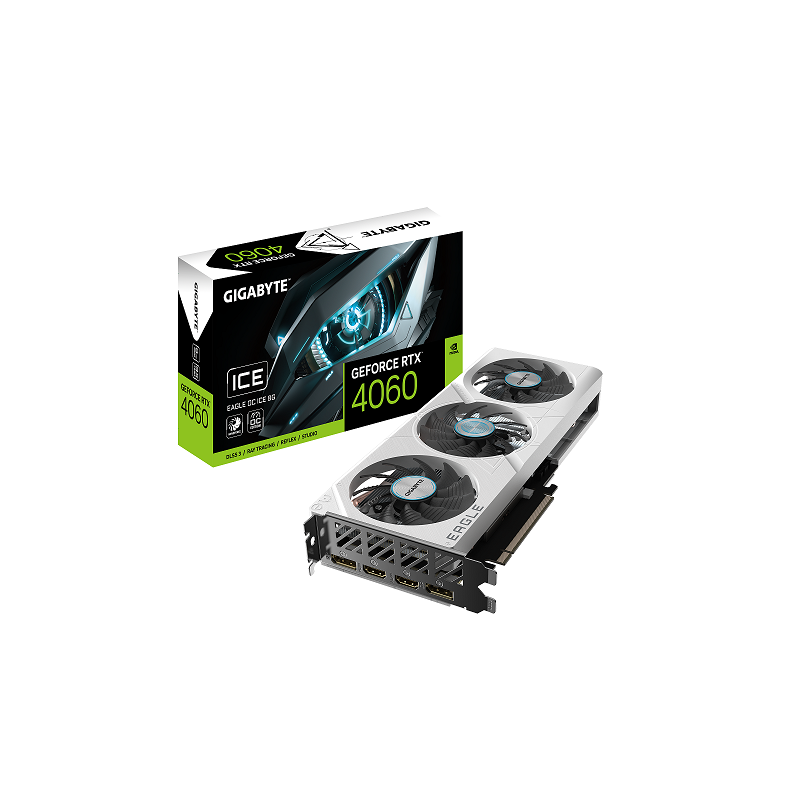 Placa de Video GIGABYTE GEFORCE RTX 4060 EAGLE OC ICE 8G WHITE