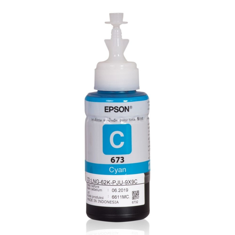 TINTA ORIGINAL EPSON T673 CYAN L800 805 810 850 1800