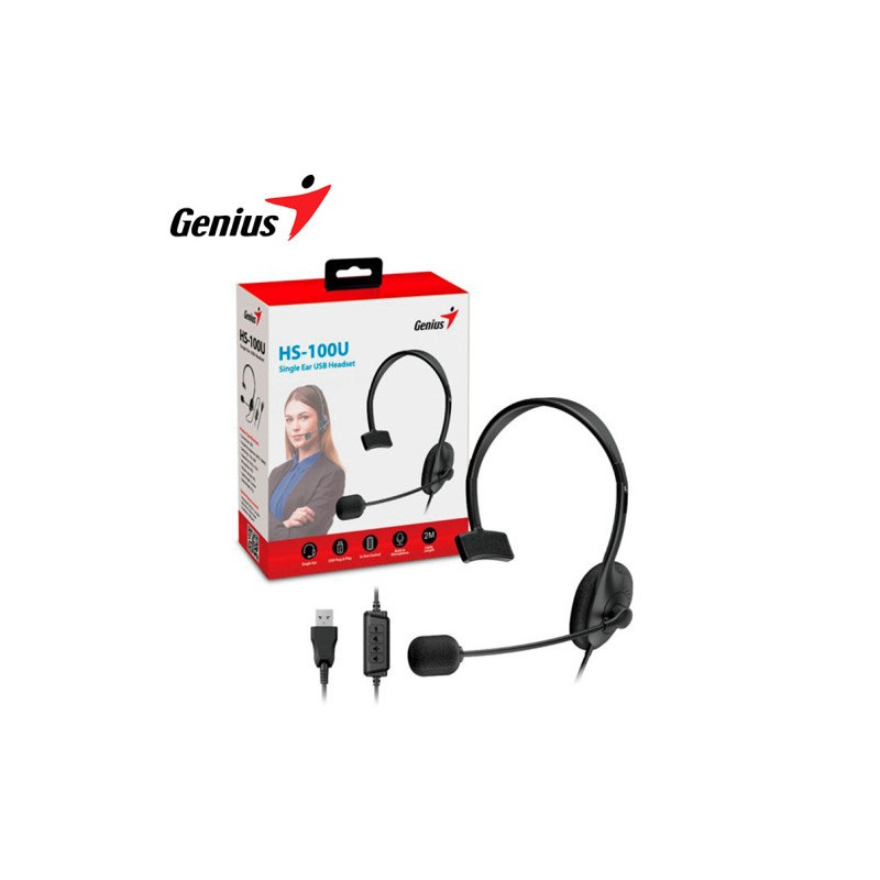 AURICULAR MICROFONO GENIUS HS-100U USB *VINCHA 1 OREJA