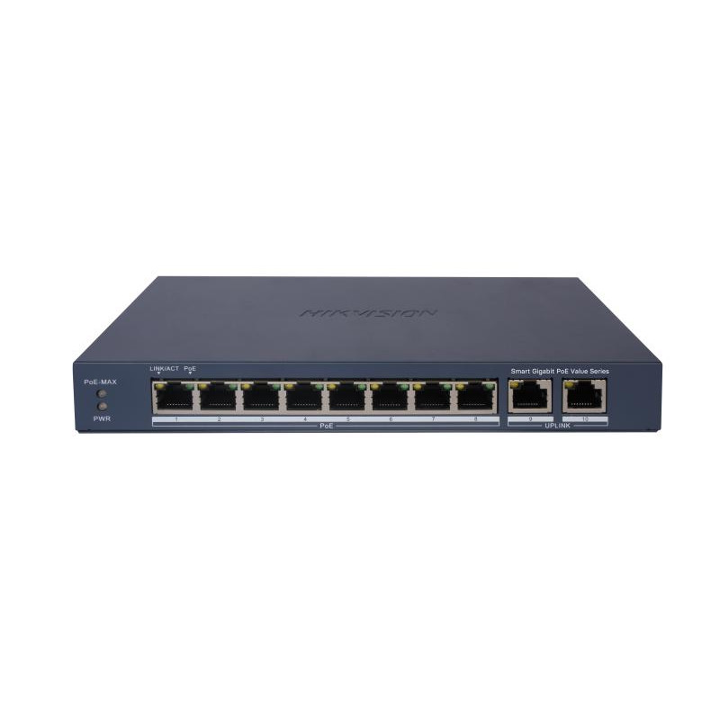 Switch Hikvision 8 puertos Gigabit POE 2 RJ45 DS-3E1510P-EI/M