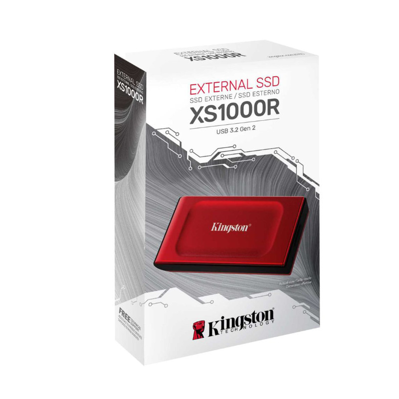 Disco Solido SSD Externo 1TB Kingston XS1000 Red USB 3.2 Gen 2