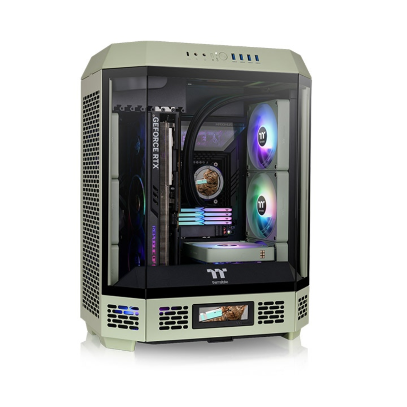 Gabinete TT The Tower 600 Mid-Tower TG x3 Fan x2 Matcha Green