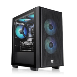 Gabinete thermaltake H16 Micro Tower TG Fan ARGB x3 Black c/Fuente 650W 80...