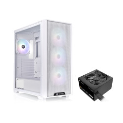 Gabinete thermaltake H390 Mid-Tower TG Fan ARGB x4 Snow White c/Fuente 750W...
