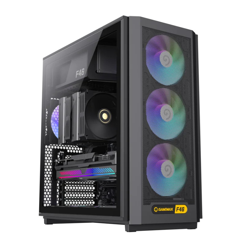 GABINETE GAMER GAMEMAX F46 BK 4*FAN ARGB ATX