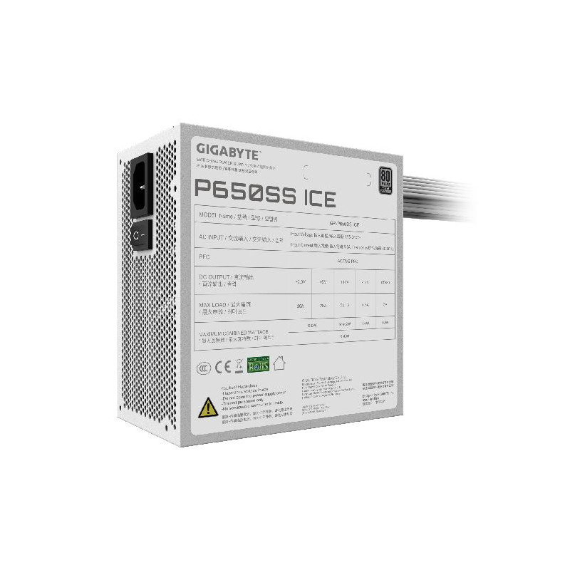 FUENTE 650W GIGABYTE GP-P650SS ICE 80 PLUS SILVER BLANCA