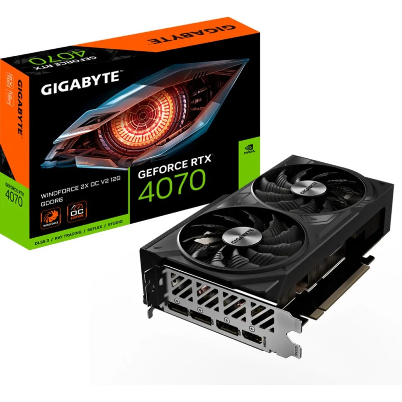 PLACA DE VIDEO 12GB RTX 4070 GIGABYTE WINDFORCE 2X OC V2 12GB