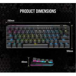Teclado Corsair K70 PRO Mini Wireless RGB 60 Mecanico Cherry MX Black PBT