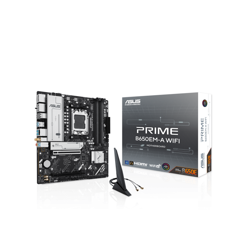 MOTHERBOARD ASUS AM5 PRIME B650EM-A WIFI BOX DDR5 M-ATX