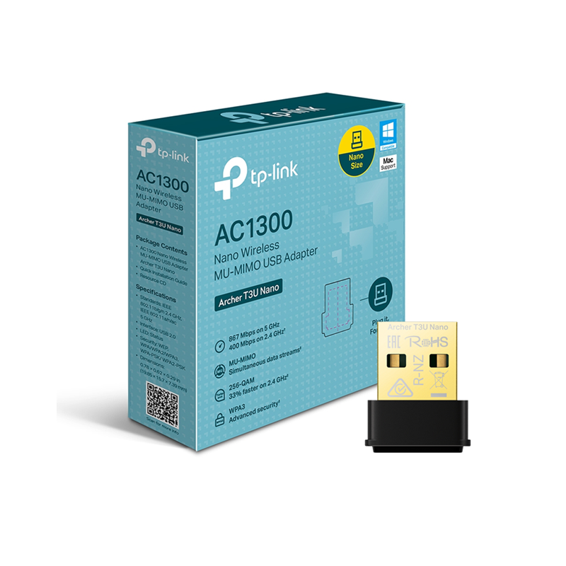 PLACA DE RED WIFI ARCHER T3U NANO USB AC1300 DUAL BAND