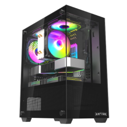 GABINETE RAPTOR NOVA PRIME TG X2 MID-TOWER RGB FAN X3 BLACK