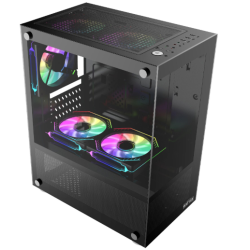 GABINETE RAPTOR NOVA PRIME TG X2 MID-TOWER RGB FAN X3 BLACK