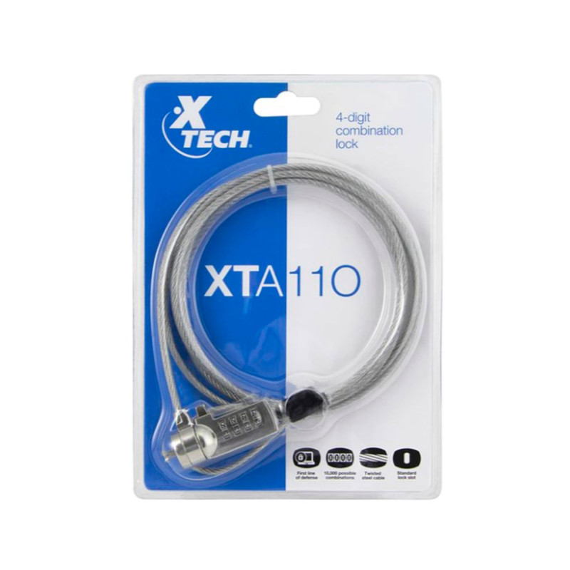 CABLE SEGURIDAD X-TECH C/COMBIN 4 DIG. LAPTOS XTA-110