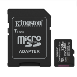 Tarjeta MicroSD KINGSTON 256GB c/Adap Gen3 150MB/s Canvas Plus CL10