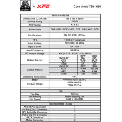 FUENTE 650W ARKHAM BY XPG CORESHIELD 80 PLUS GOLD OEM