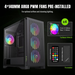 Gabinete Gamemax Leader 2 Bk 4*Fan E-Atx
