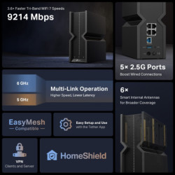 Router 4P Tp-Link Archer Be550 Wifi7 Tband Be9300