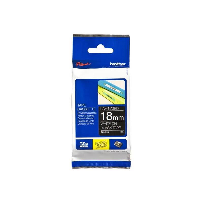 Cinta P/Rotuladoraladora Brother Tze345 18Mm Blanco/Negro