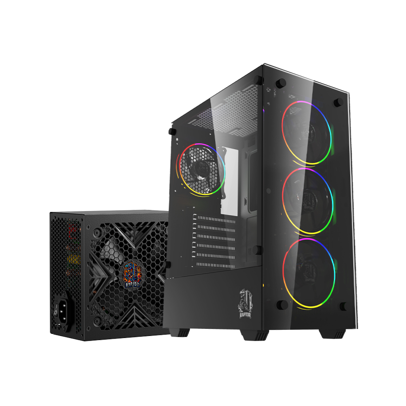 Gabinete Raptor Sentinel c/Fuente Raptor Volt 500W 80+ Bronze