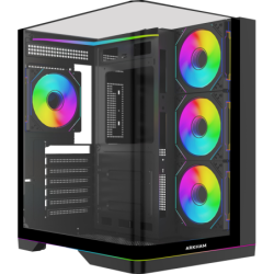 Gabinete Atx Arkham Rakun 4 Fans Argb Negro