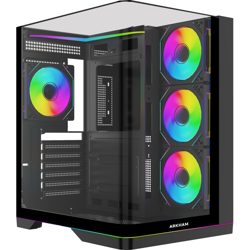 Gabinete Atx Arkham Rakun 4 Fans Argb Negro
