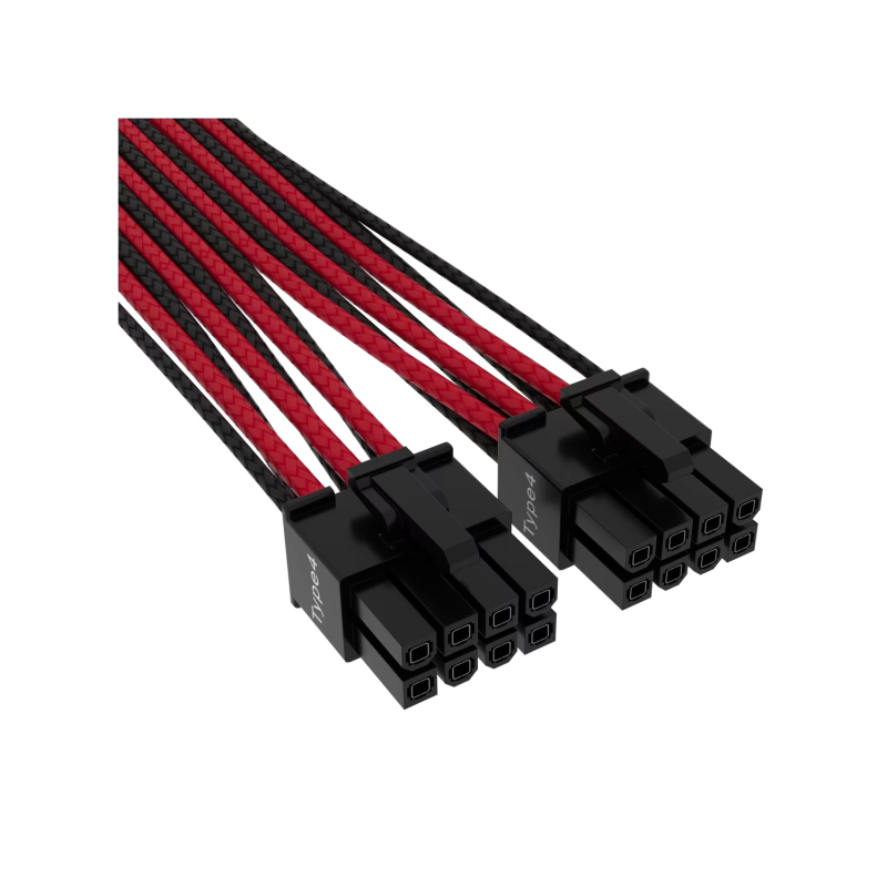 Cable con fundas individuales PCIe Gen 5 12V-2x6 de 600 W y 12 4 patillas con funda individual  Type 4  ROJO/NEGRO