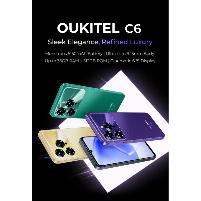 Celular Oukitel C6 12GB 512GB Android 15 5G Color Negro