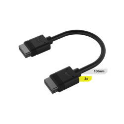 Cable CORSAIR iCUE LINK 2x 100mm con conector derecho negro