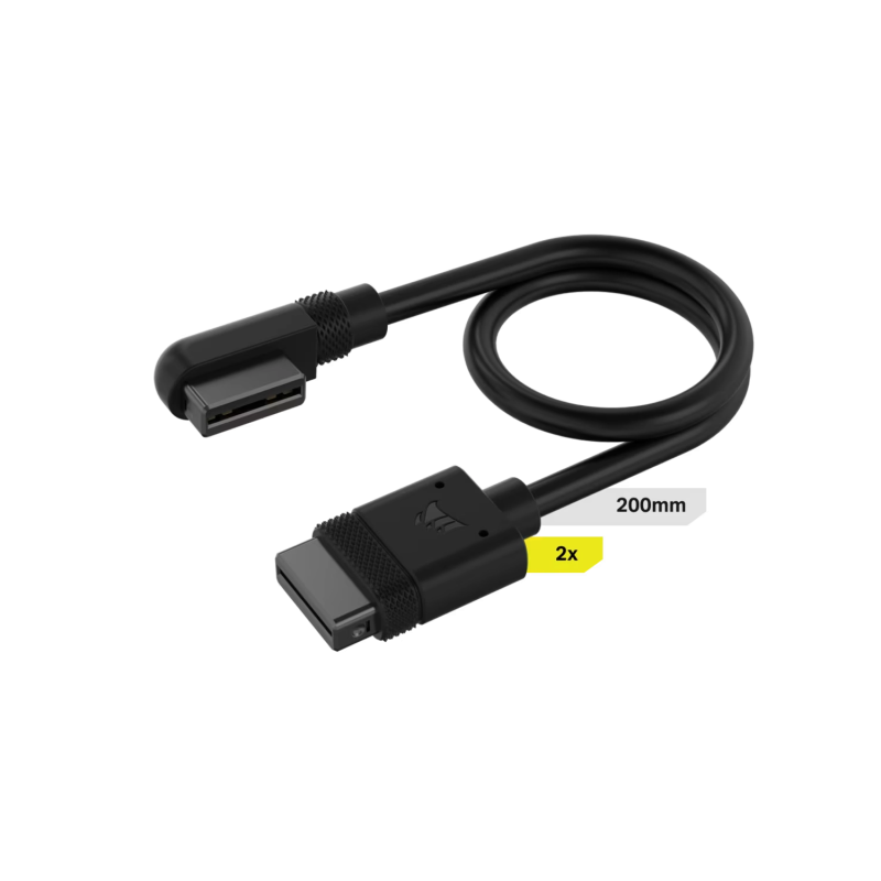 Cable CORSAIR iCUE LINK 2x 200mm con conector 90° negro