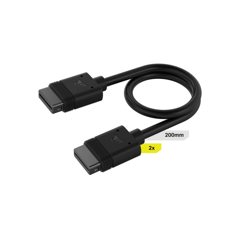 Cable CORSAIR iCUE LINK 2x 200mm con conector derecho negro