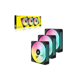 Kit de ventiladores CORSAIR PWM de 120 mm QX120 RGB x3 negro con iCUE Link